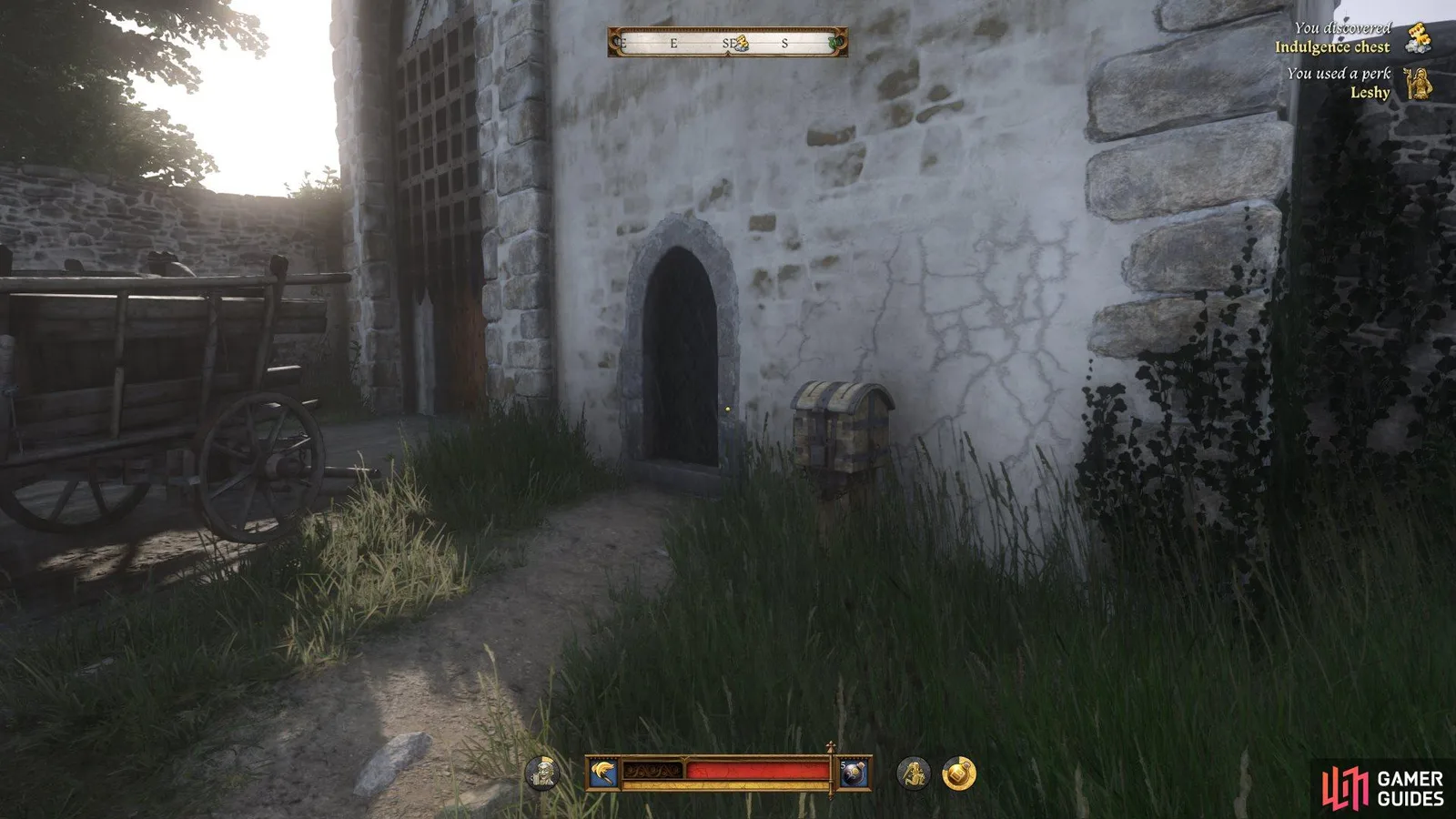 KCD2 indulgence box beside a church wall